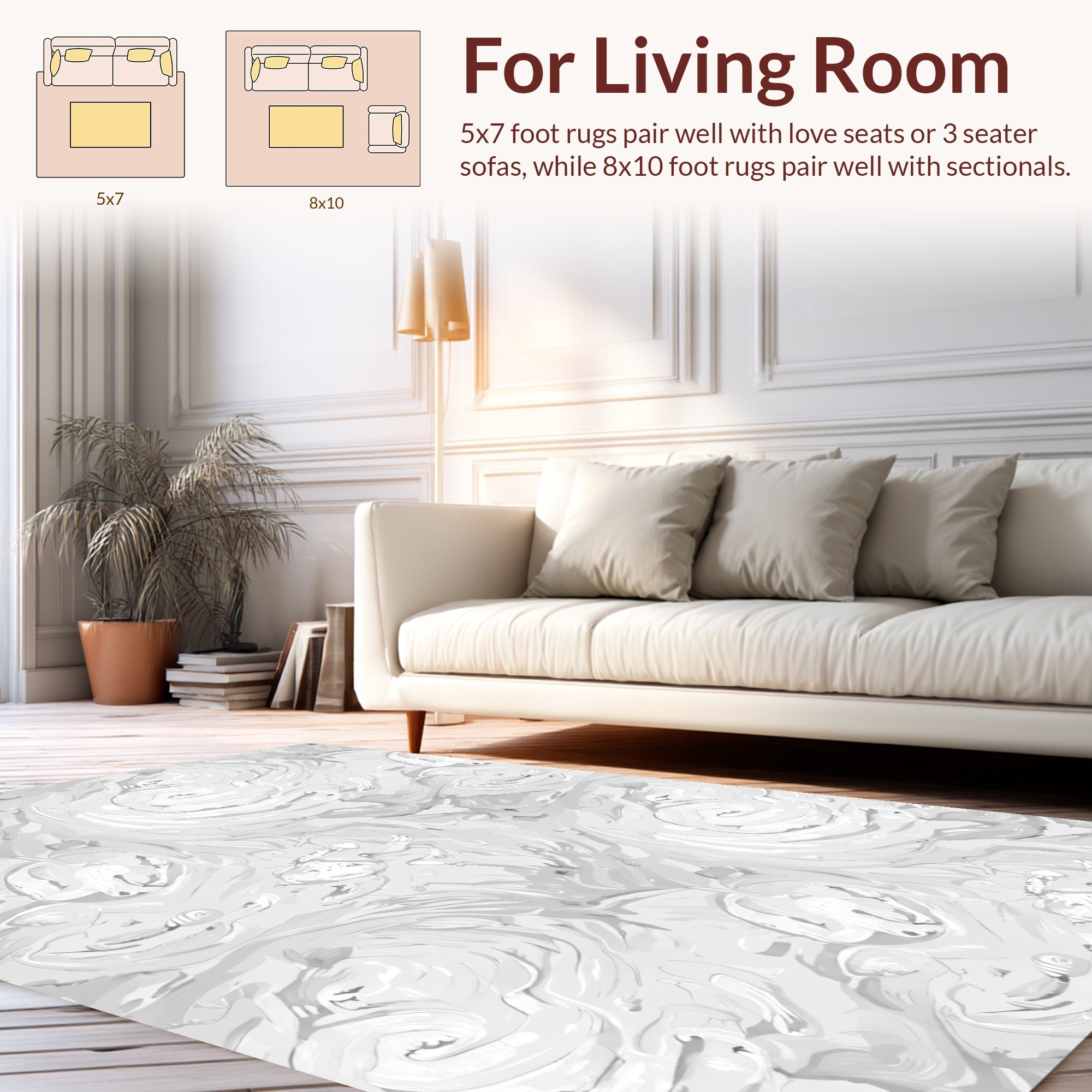 Monochrome Swirl Abstract Texture Rug