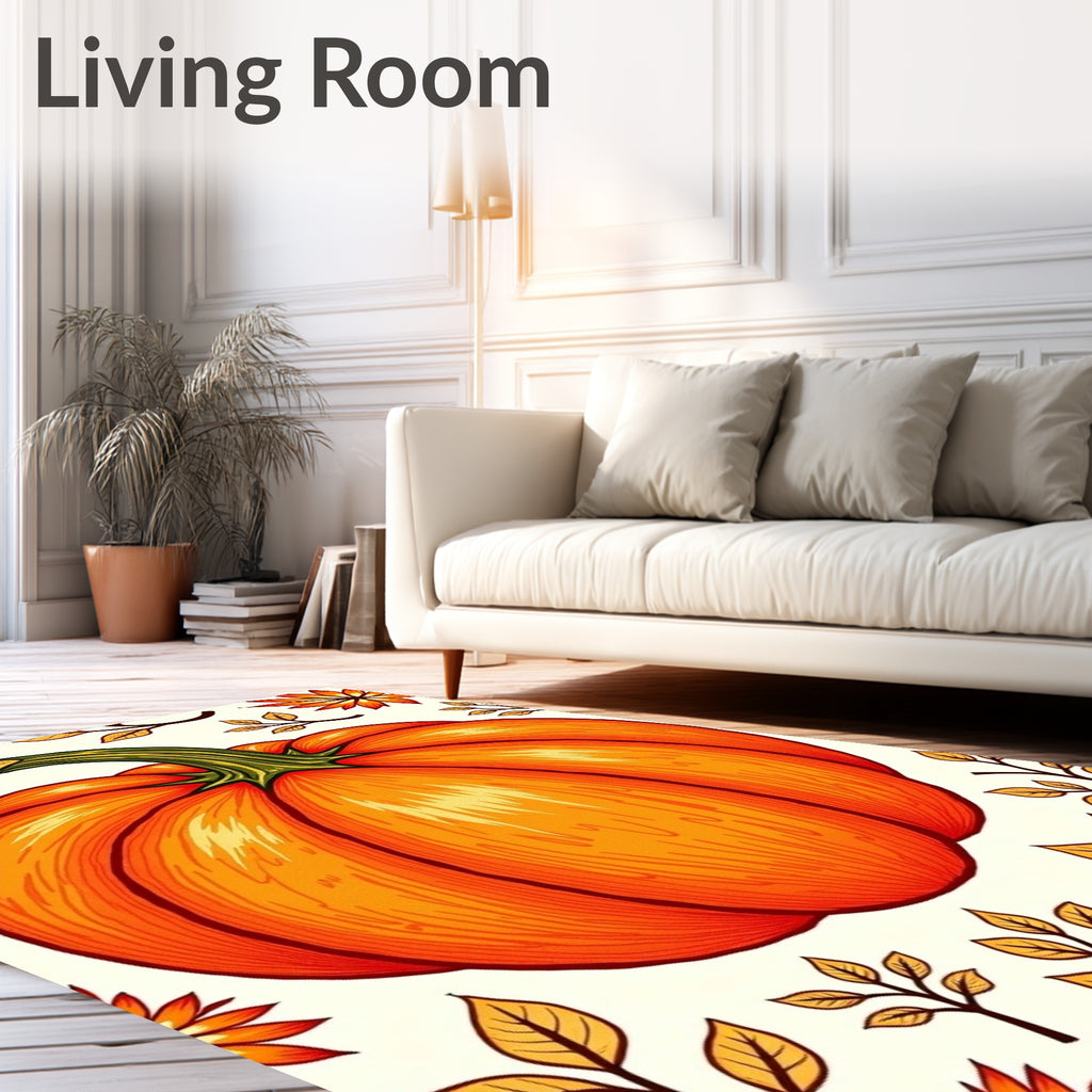 Autumn Pumpkin Leaf Patchwork Pattern Rug