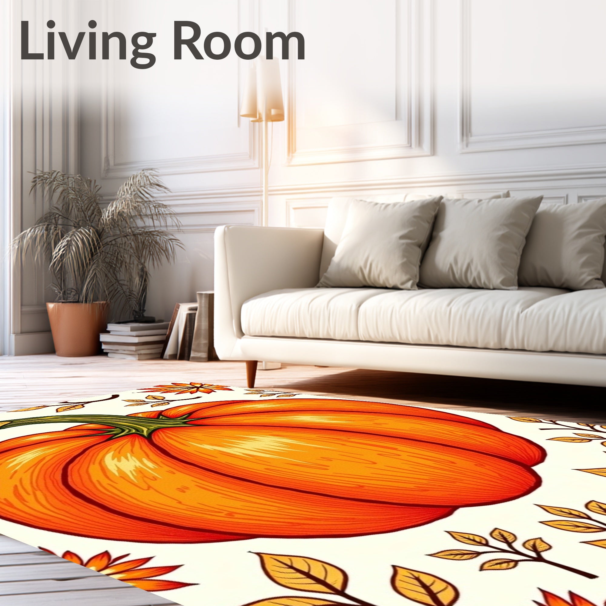 Autumn Pumpkin Leaf Patchwork Pattern Rug