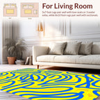 Bold Blue Abstract Yellow Flow Rug