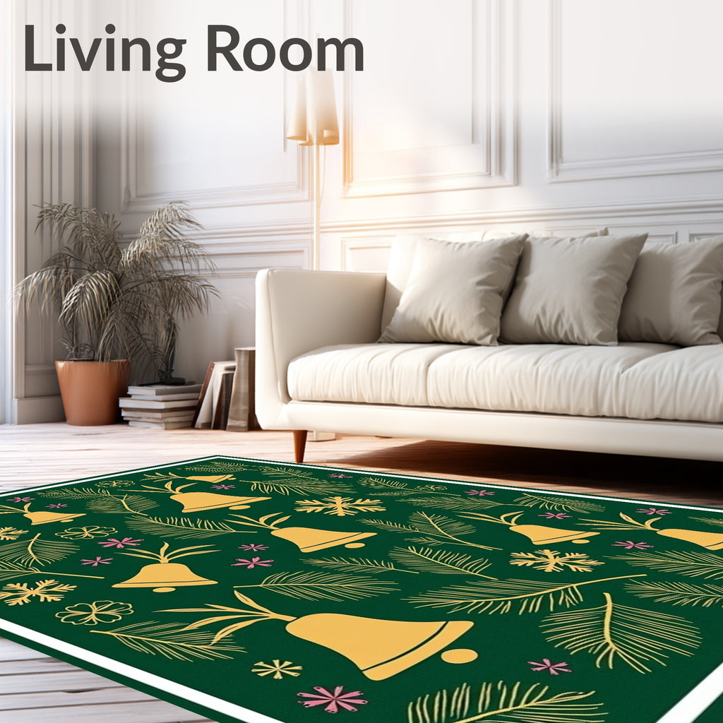 Festive Bell Pine Needle Snowflake Pattern Rug
