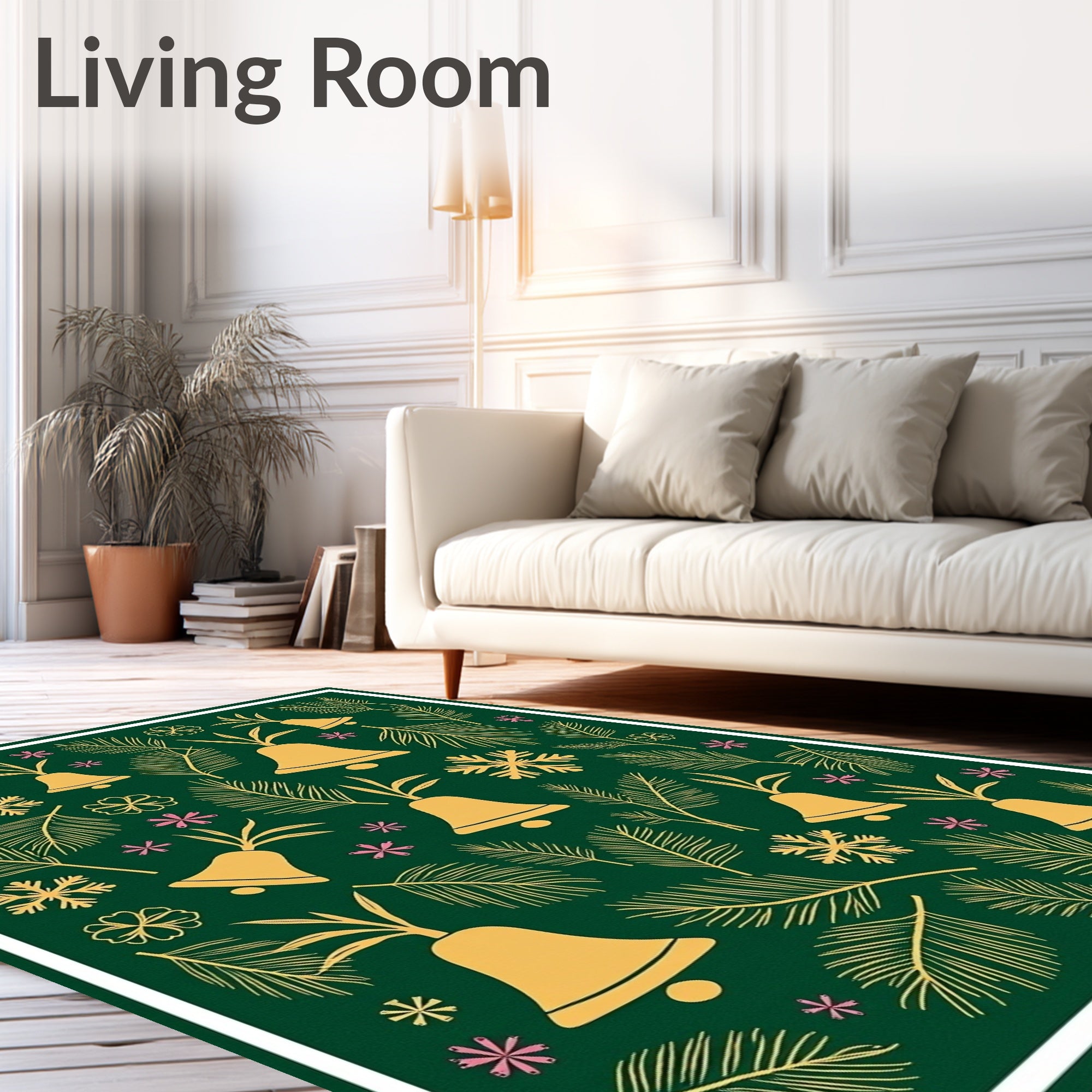 Festive Bell Pine Needle Snowflake Pattern Rug