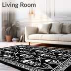 Monochromatic Skull Wing Pattern Rug