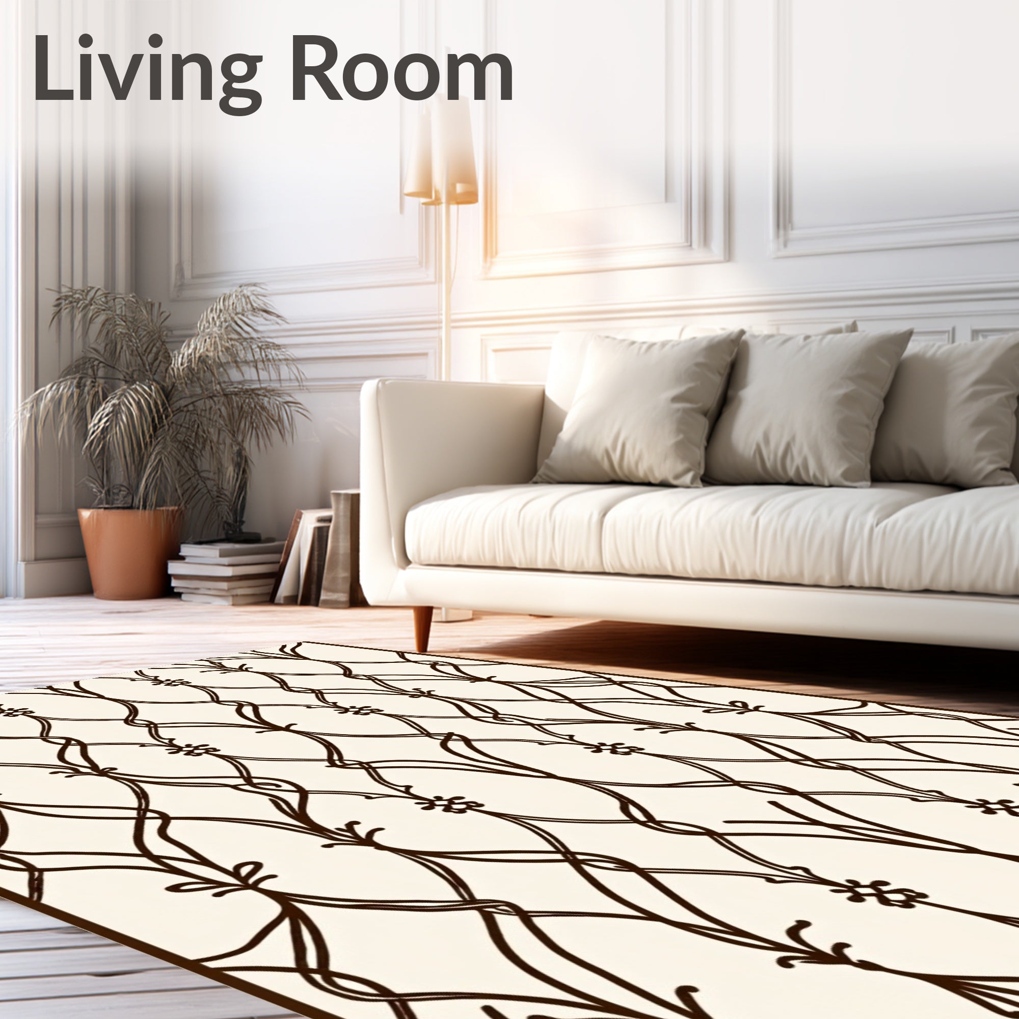 Elegant Lattice Vine Pattern Rug