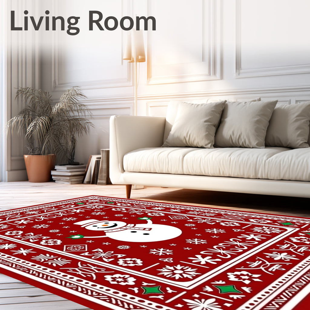 Festive Snowman Winter Holiday Rug