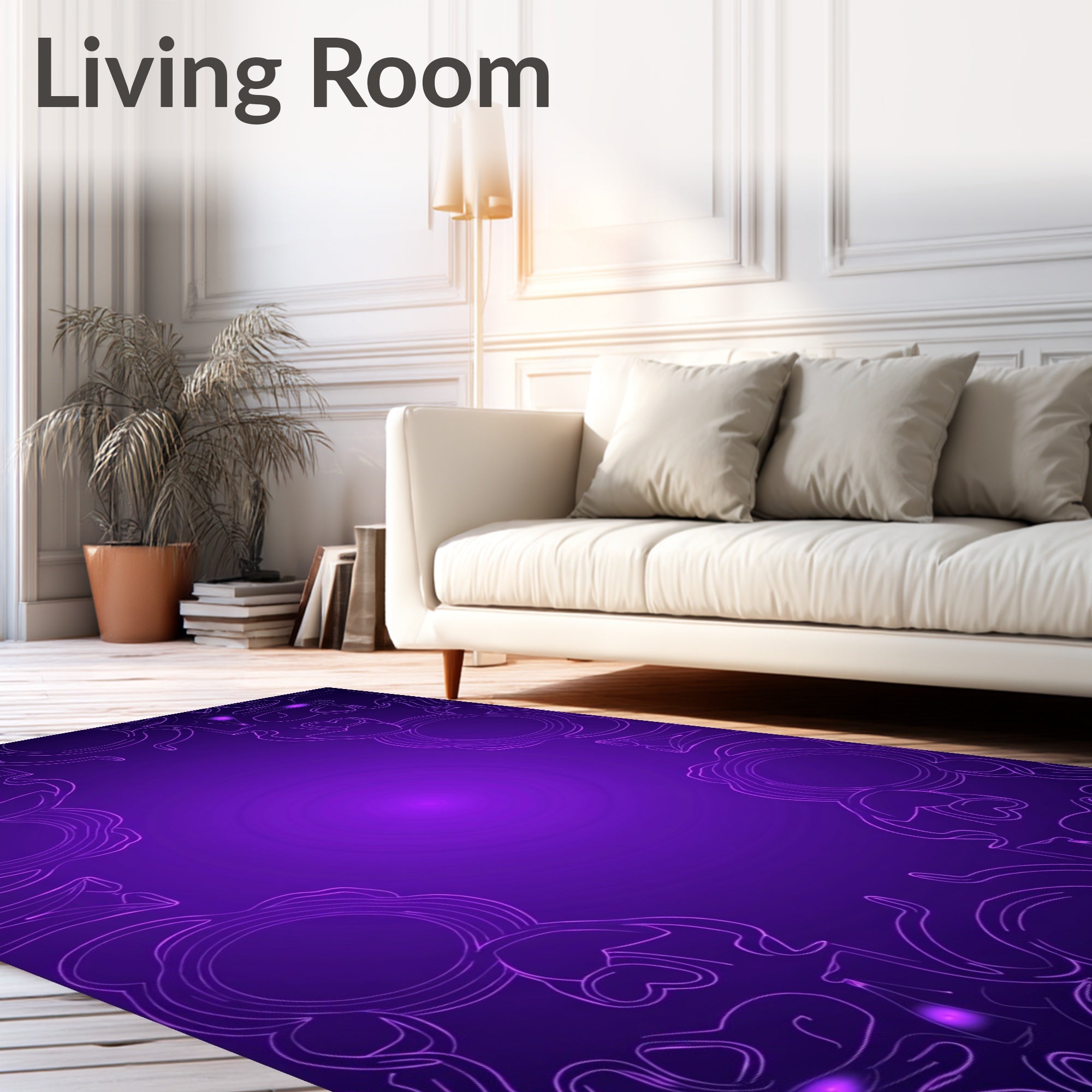 Elegant Purple Paisley Mandala Design Rug