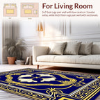 Ornate Blue And Gold Floral Design Rug
