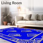 Art Deco Blue Fan Pattern Rug