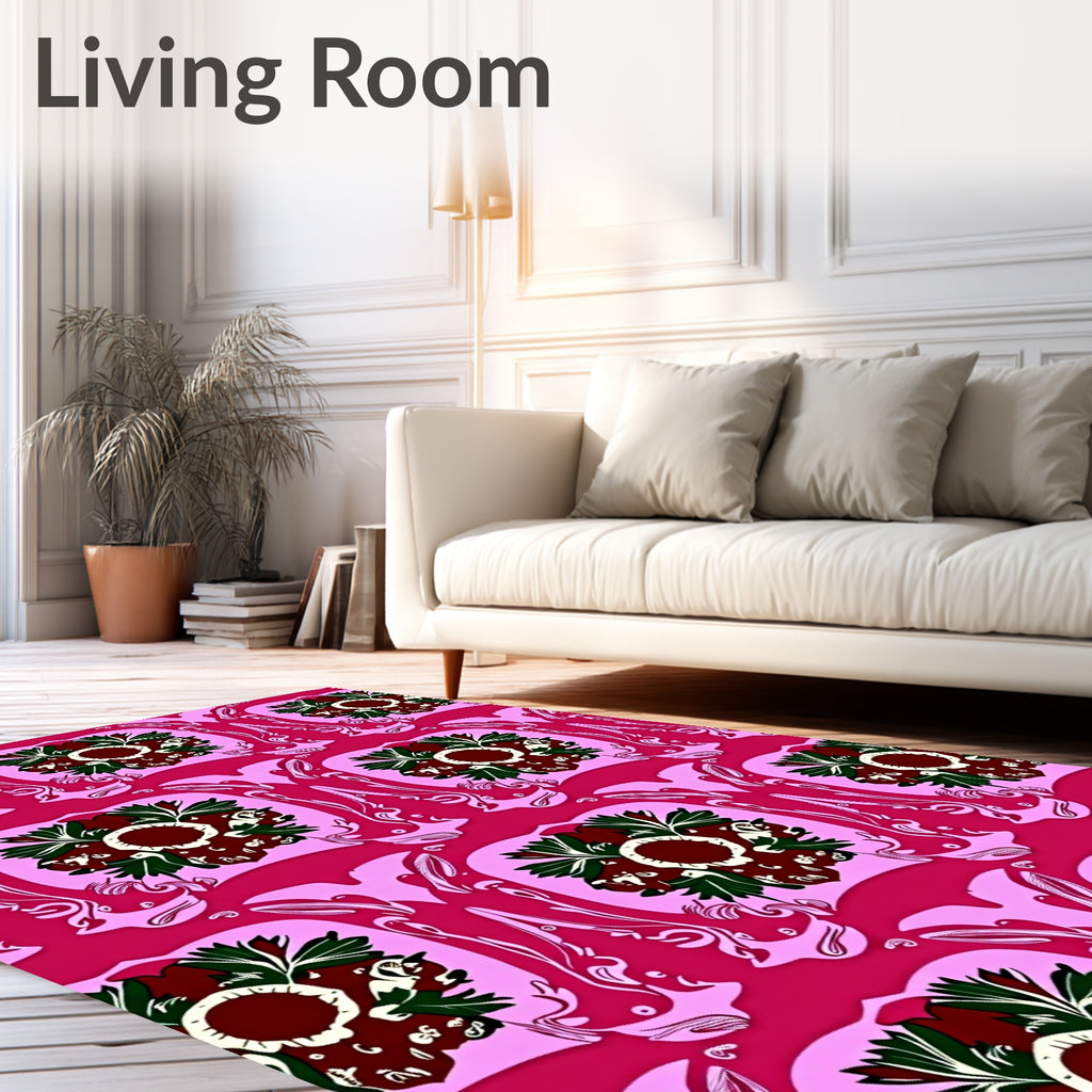 Bold Floral Pattern With Pink Accent Rug
