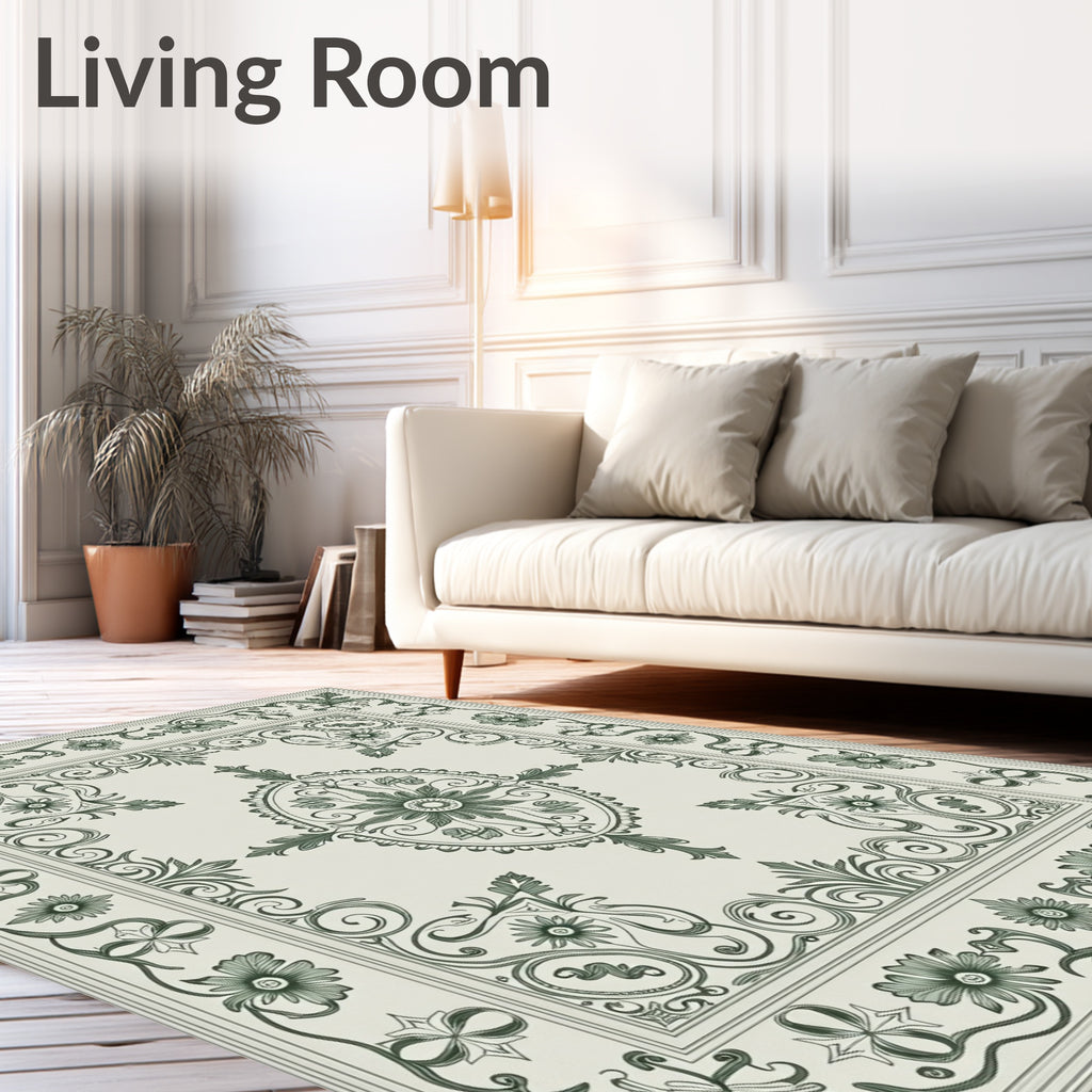 Classic Floral Ornamental Border Design Rug