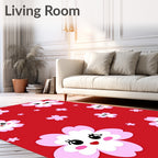Playful Pink Flower Pattern Rug