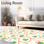Wavy Village Landscape Colorful Design Rug