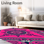 Vibrant Pink Floral Mandala Medallion Rug