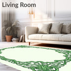 Ornate Flourishing Green Swirls Rug