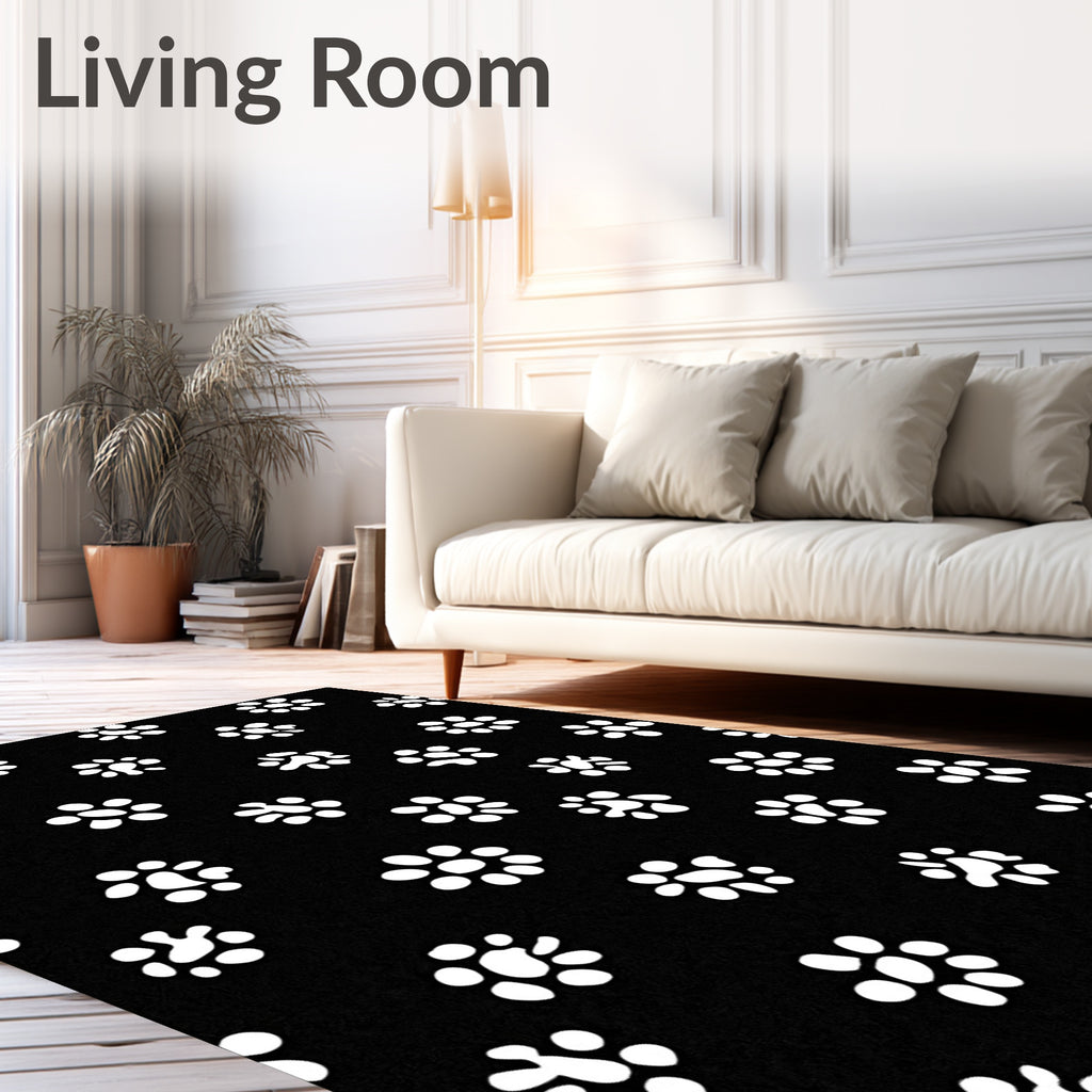 Whimsical White Flower Pattern Rug