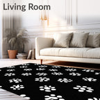 Whimsical White Flower Pattern Rug