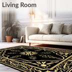 Golden Vintage Floral Symmetry Rug