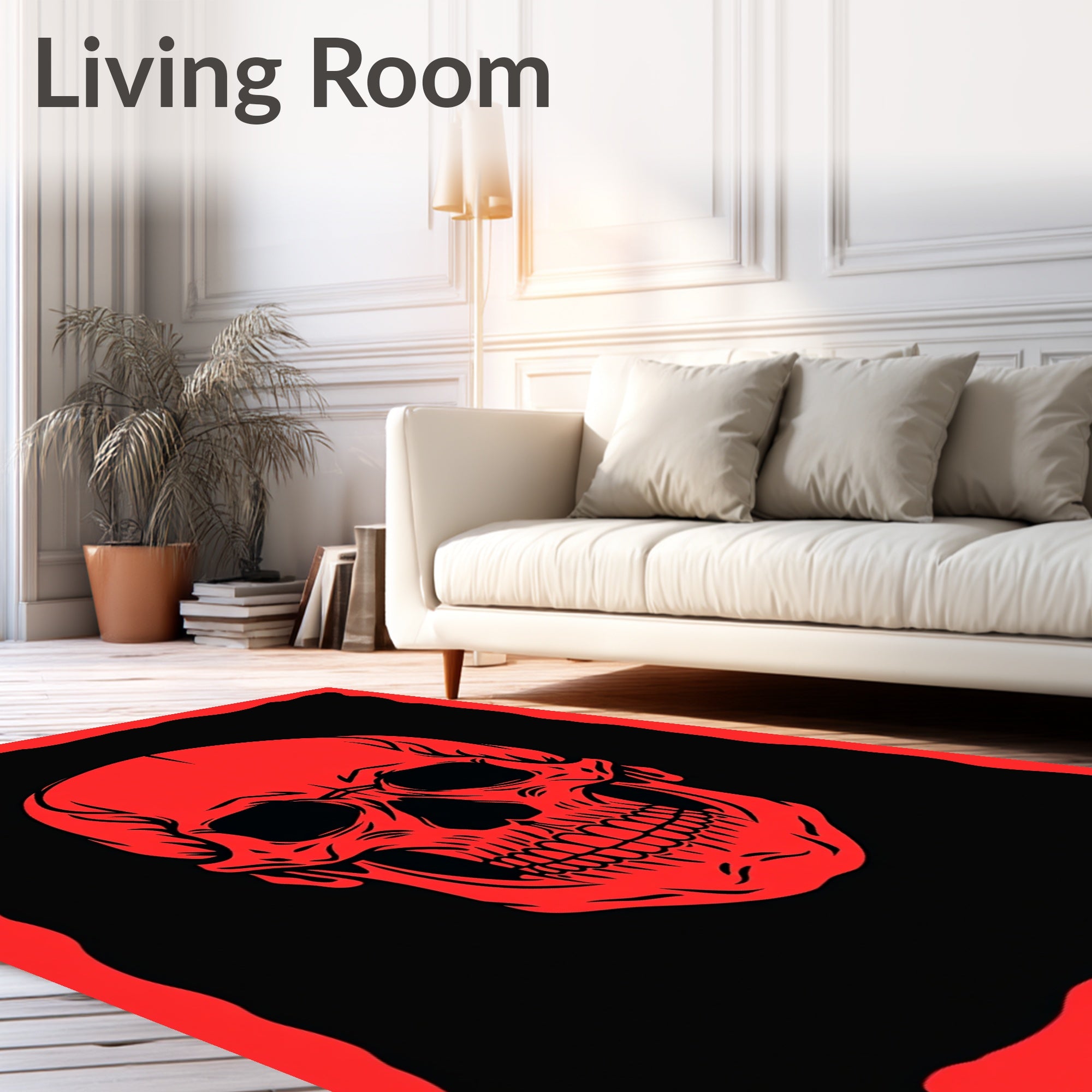 Gothic Red Skull Silhouette Rug