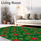 Emerald Green Red Floral Burst Rug