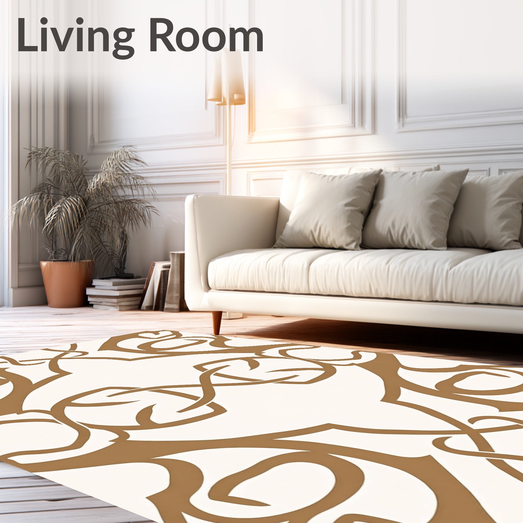 Elegant Tan Abstract Intertwined Design Rug