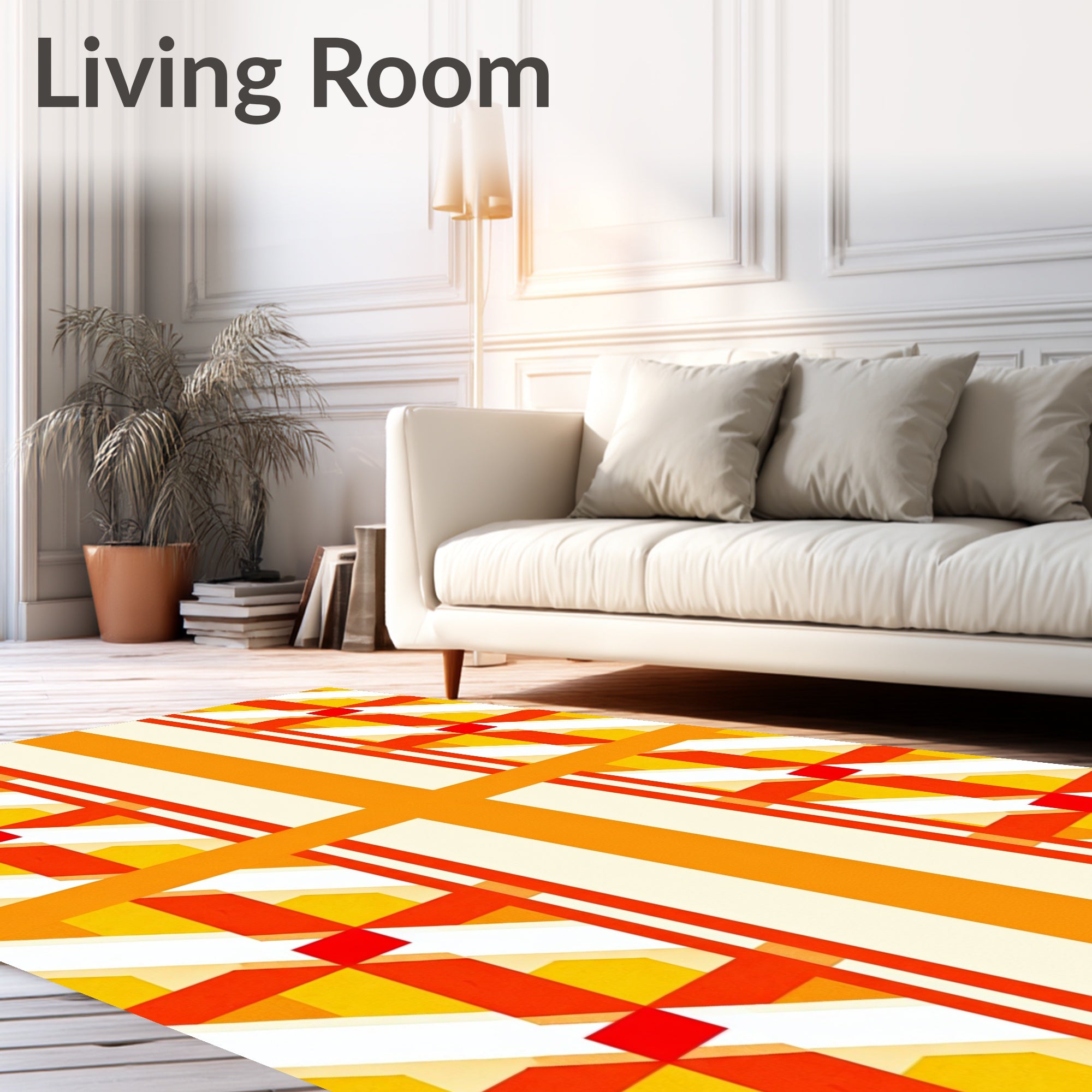 Modern Geometric Grid Pattern Rug