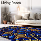 Ornate Royal Blue Gem Pattern Rug