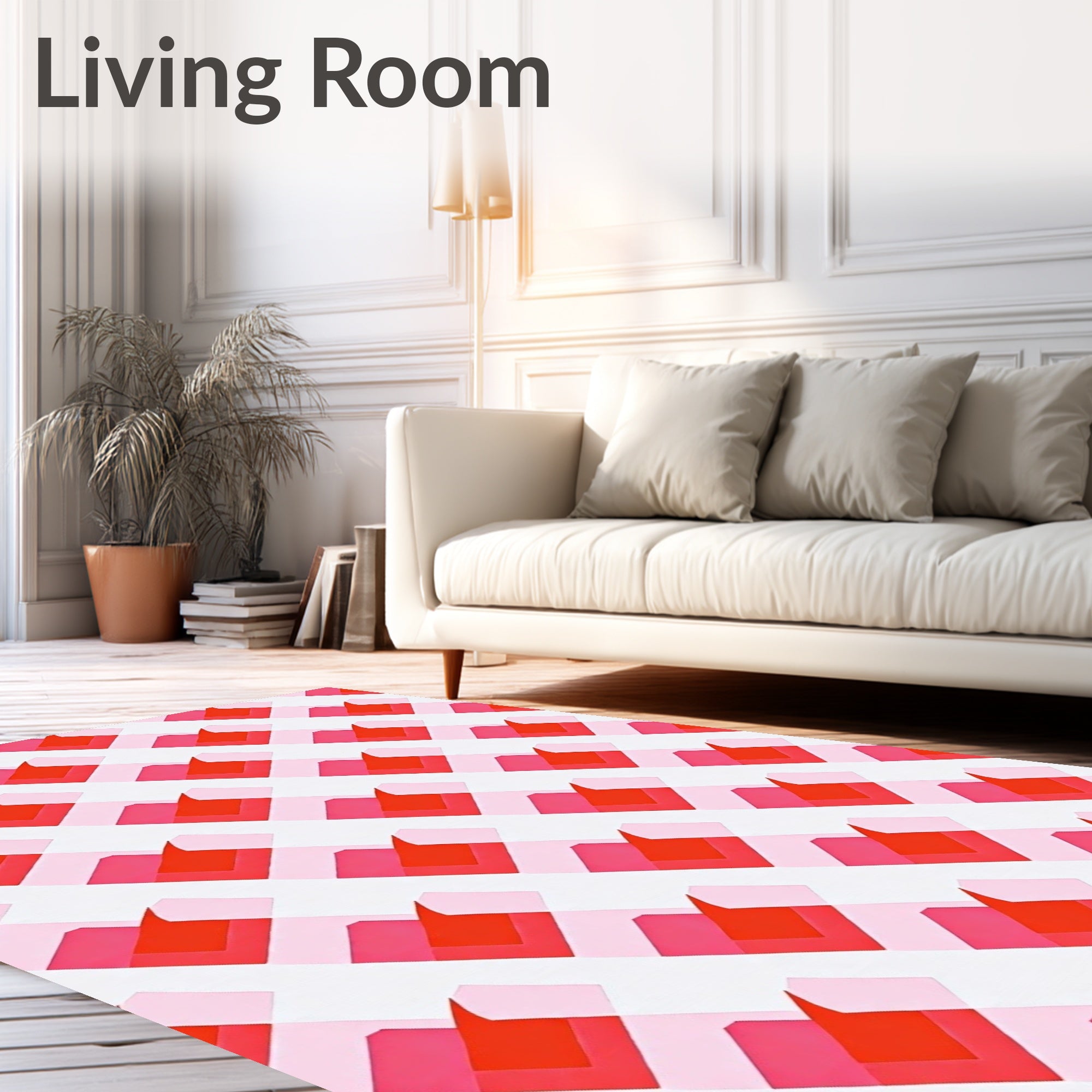 Geometric Heart Patterned Rug