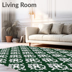 Dark Emerald Filigree Medallion Arrangement Rug