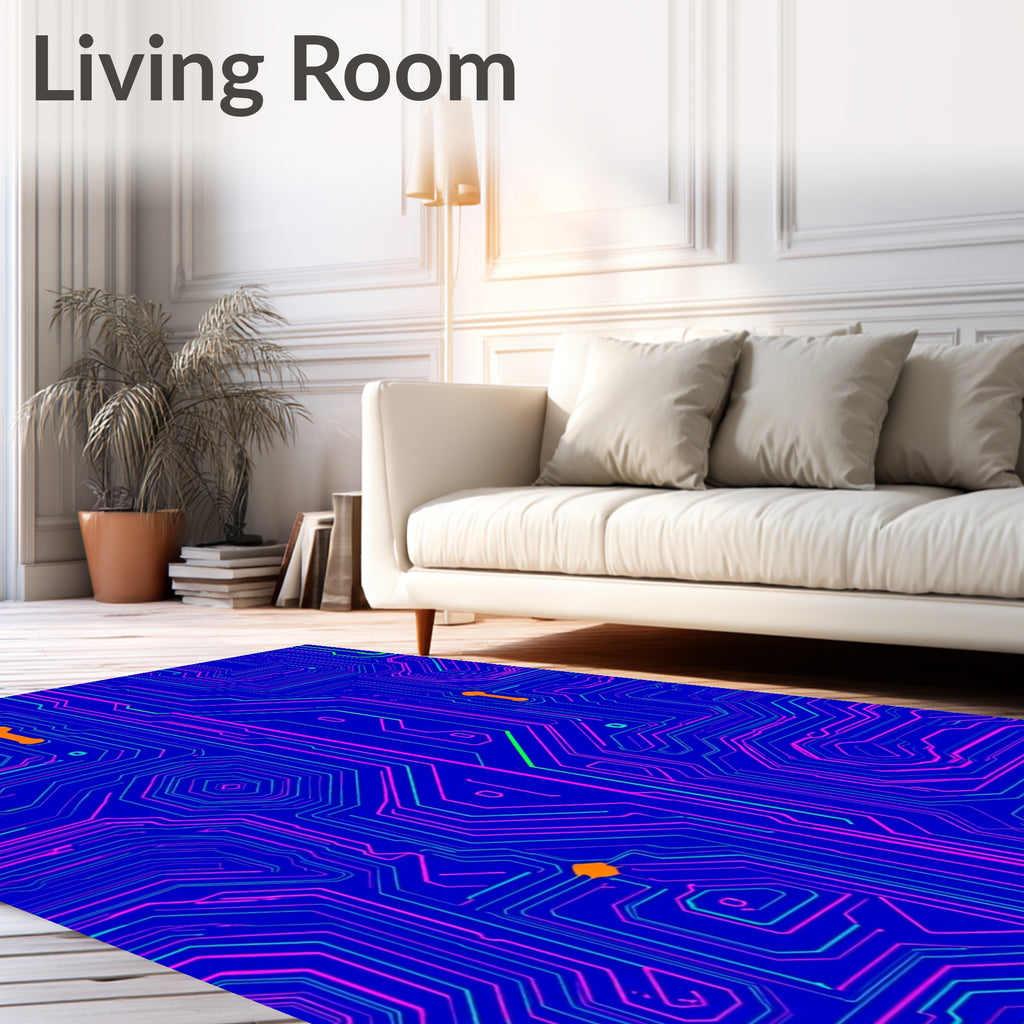Abstract Circuit Board Patterned Rug