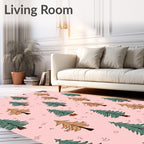 Whimsical Pine Forest Pink Rug