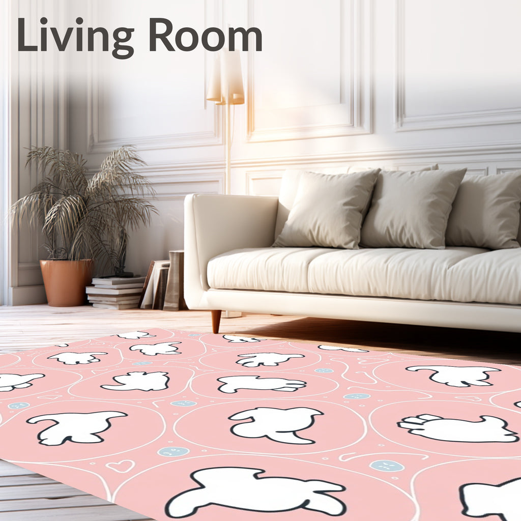 Abstract Blob Patterned Pink Rug