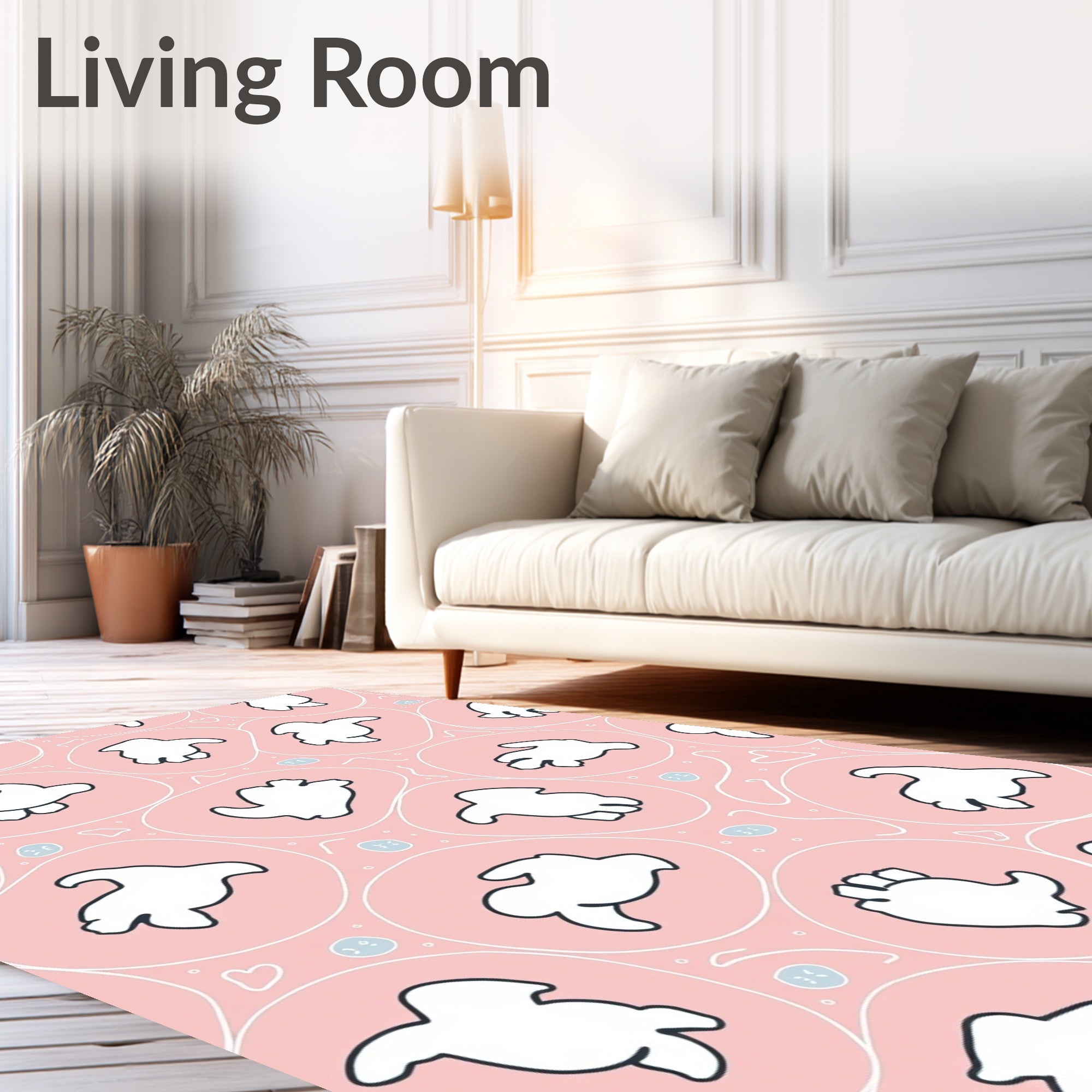 Abstract Blob Patterned Pink Rug