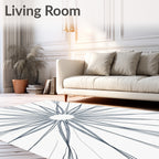 Abstract Radial Graphite Drawing Rug