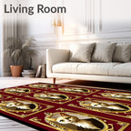 Ornate Royal Portrait Cats Design Rug