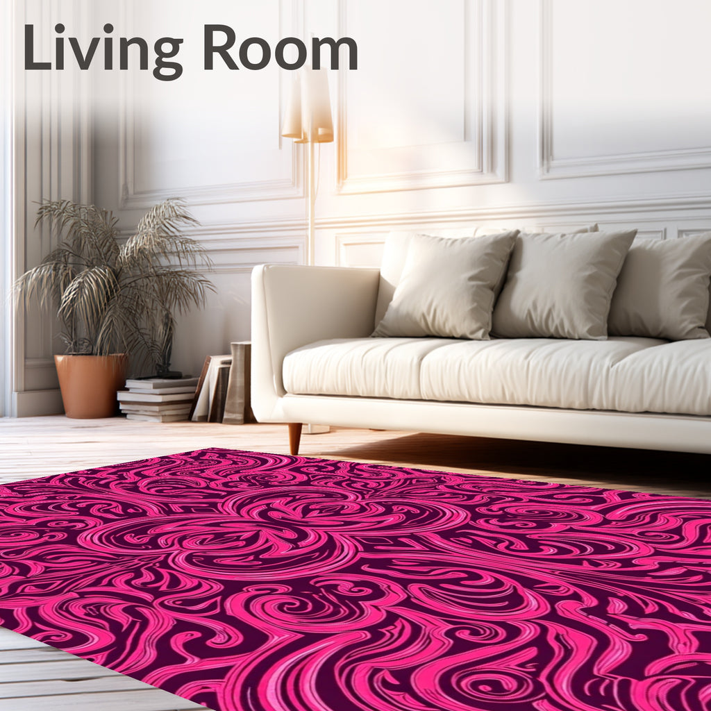 Rococo Swirls Pink Pattern Design Rug