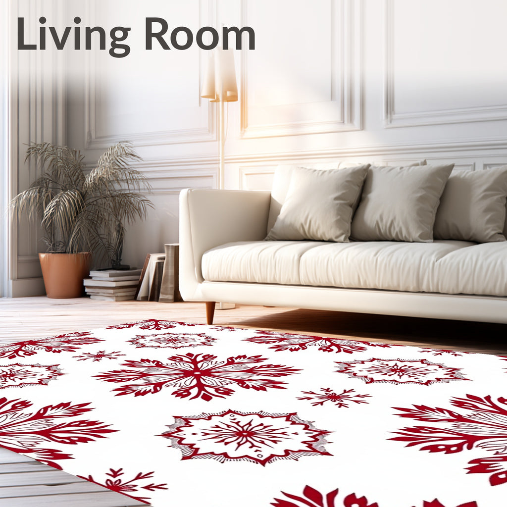 Crimson Snowflake Medallion Arrangement Rug
