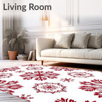 Crimson Snowflake Medallion Arrangement Rug