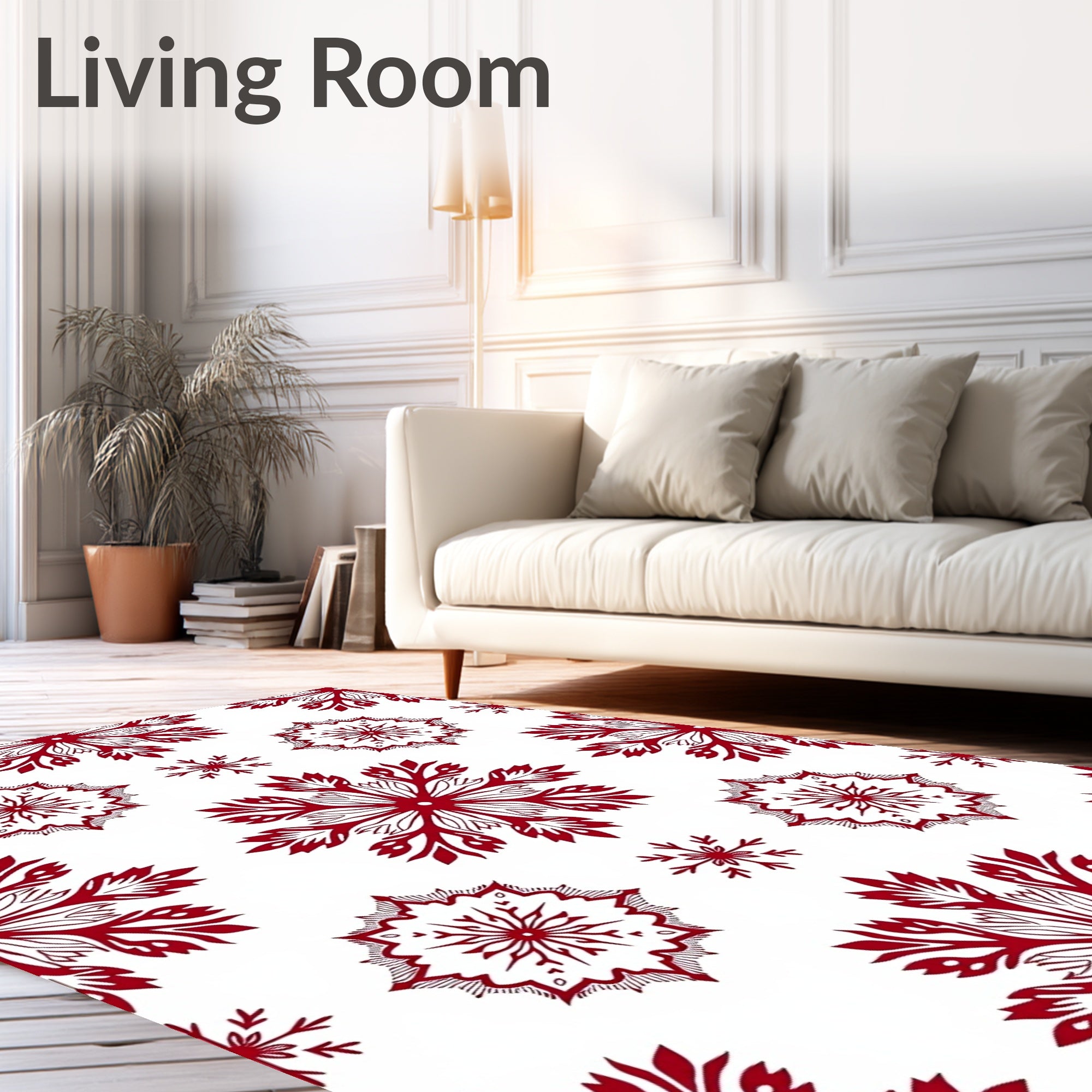Crimson Snowflake Medallion Arrangement Rug