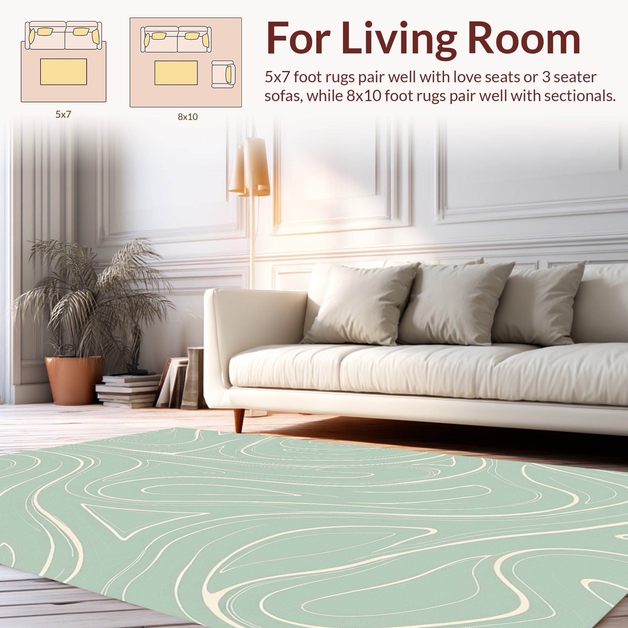 Abstract Swirl Light Green Pattern Rug