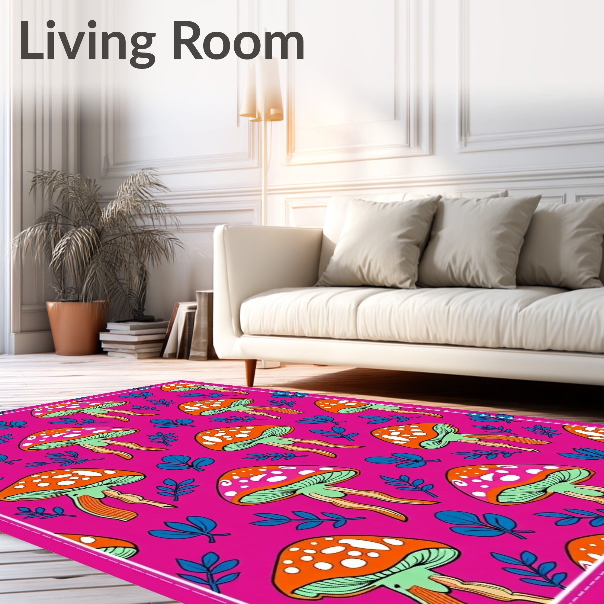Whimsical Mushroom Pattern Design Rug
