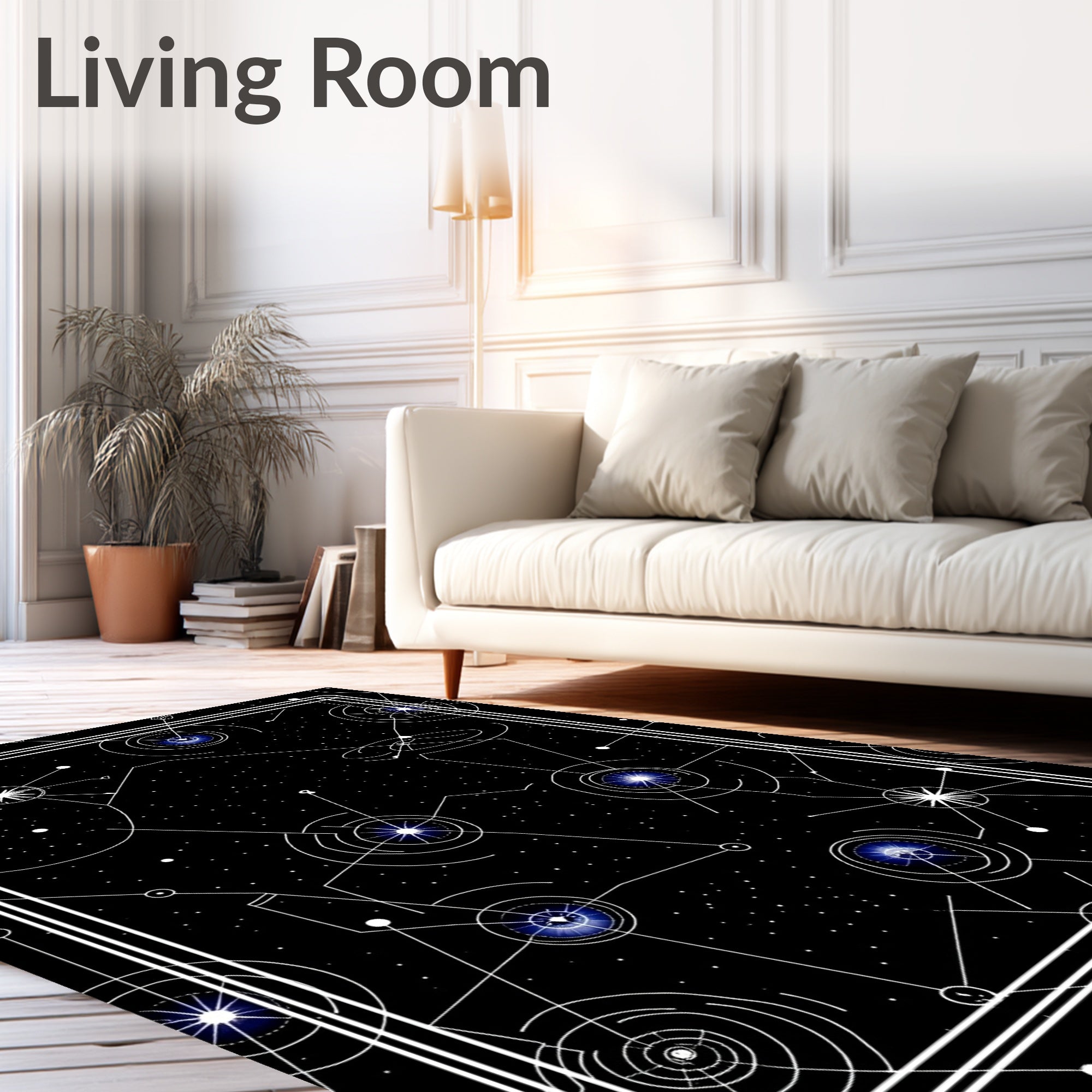 Geometric Celestial Constellation Pattern Rug