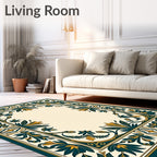 Grand Floral Leaf Border Design Rug