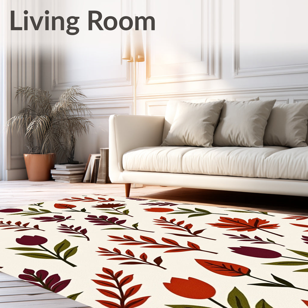 Autumn Leaves Floral Pattern Decor Rug
