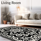 Monochromatic Intricate Floral Mandala Pattern Rug