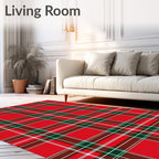 Classic Red Green Plaid Pattern Rug