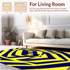 Bold Yellow Blue Geometric Pattern Rug