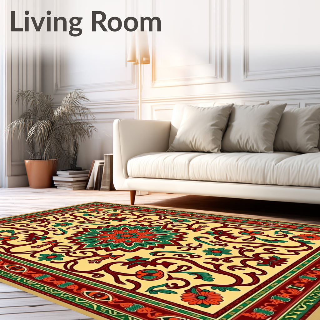 Ornate Floral Medallion Pattern Rug
