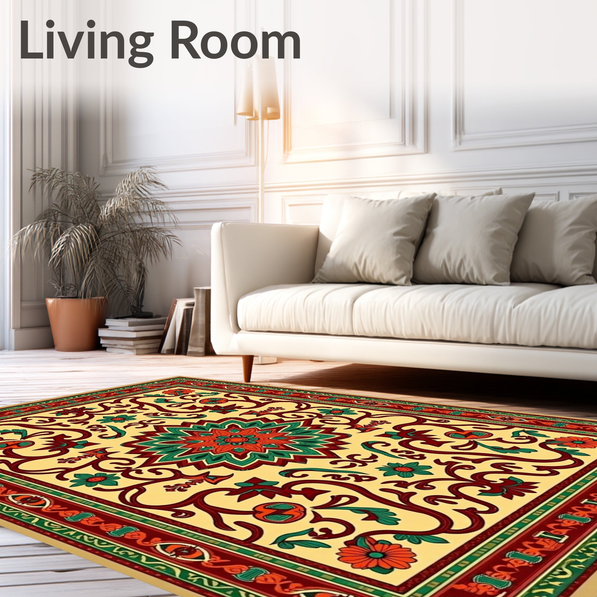 Ornate Floral Medallion Pattern Rug