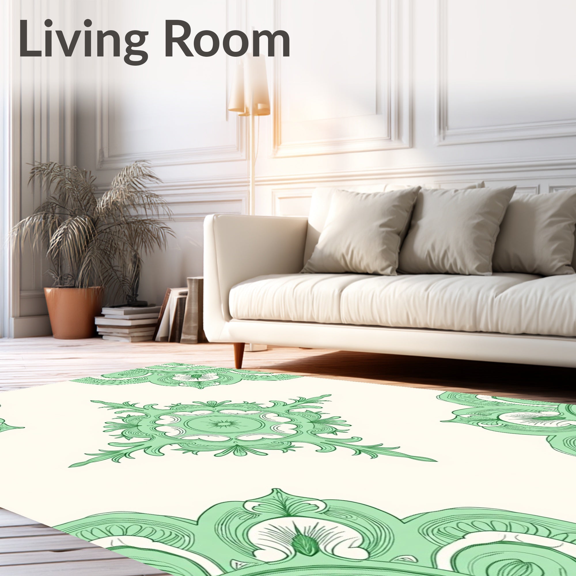 Vintage Green Abstract Tile Rug
