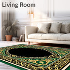 Emerald Gold Ornate Classic Frame Rug